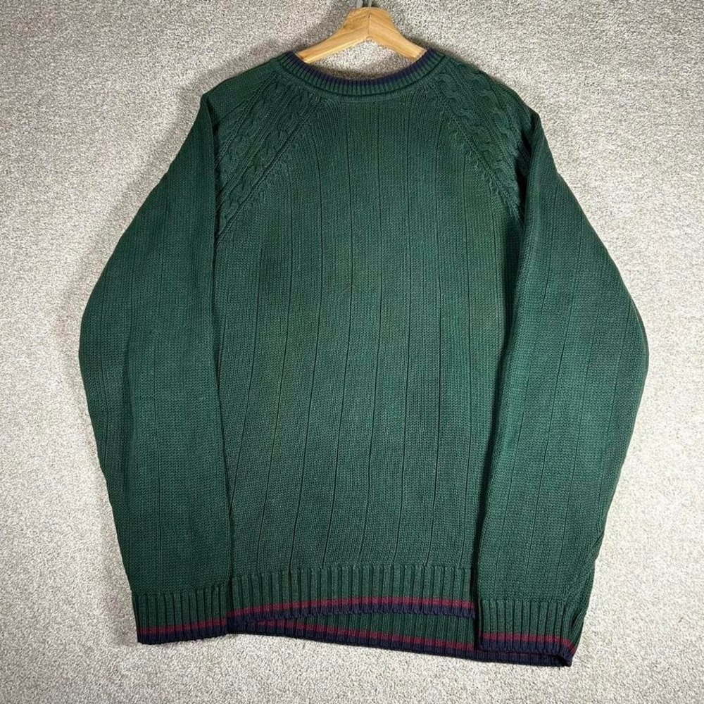 Vintage forest green preppy cable knit sweater Size XL